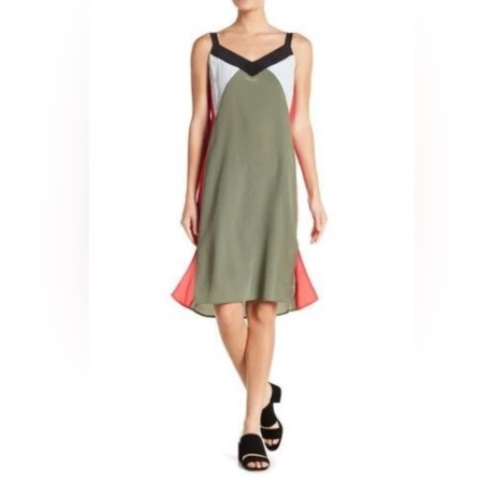 Equipment Robbi Silk Slip Dress in Camouflage Sz S Colorblock